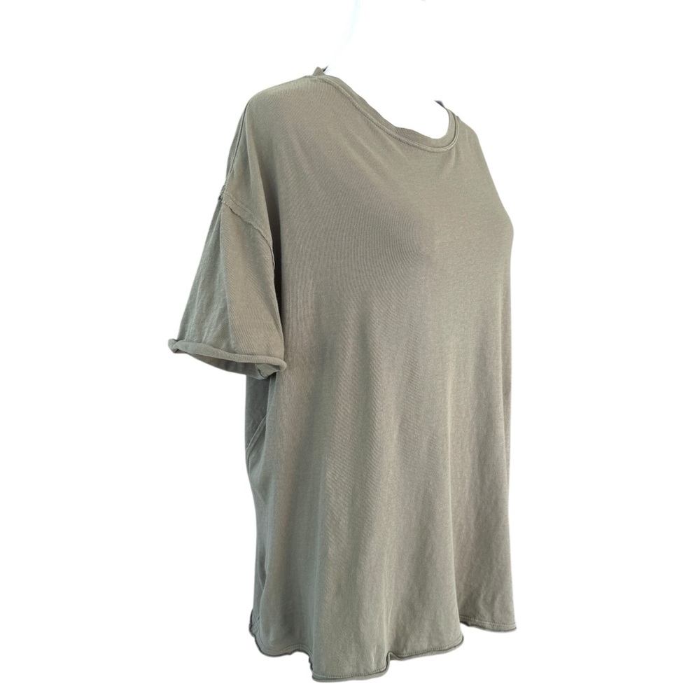 We The Free Oversized Tee Short Sleeve Khaki Green Womens M Rolled Hem Boho - Picture 2 of 10